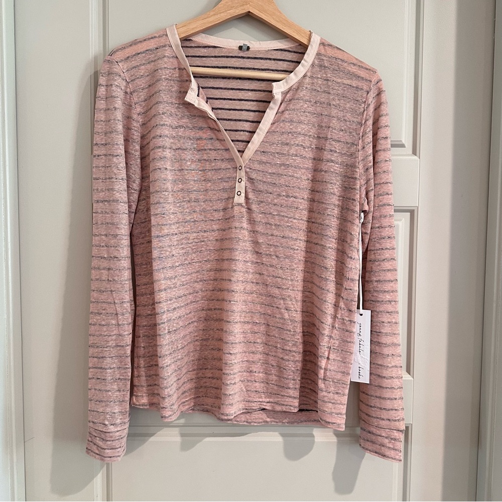 Young Fabulous Broke Striped‎ Linen Top Size Small